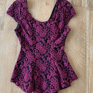Lace peplum shirt
